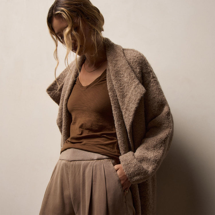 Sheer Slub Casual V Neck in Gingerbread | James Perse Los Angeles