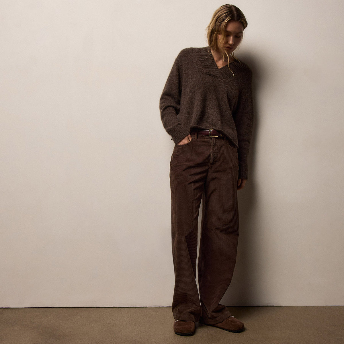 Corduroy Straight Leg Pant in Porcupine | James Perse Los Angeles