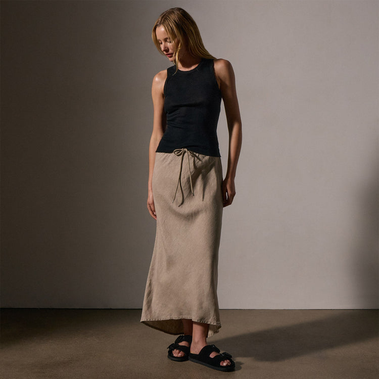 Cotton Cashmere Rib Shell Top in Black | James Perse Los Angeles