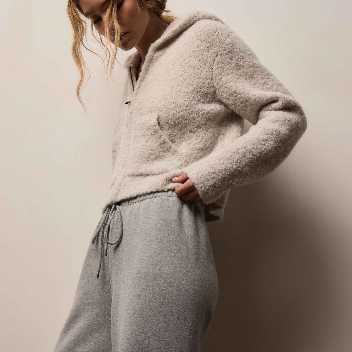 Cozy Wide Leg Sweat Pant  in Heather Grey | James Perse Los Angeles