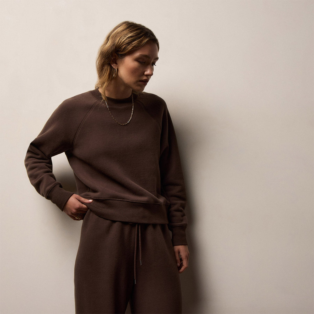 Women's Cozy Fleece Crew & Cozy Wide Leg Sweat Pant Gift Set In Porcupine | James Perse Los Angeles