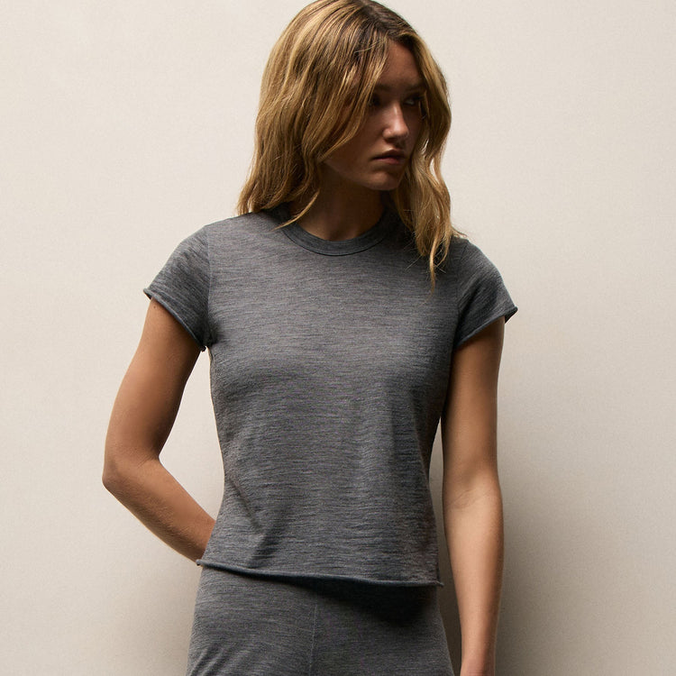 Wool Jersey Lounge Tee in Heather Charcoal | James Perse Los Angeles