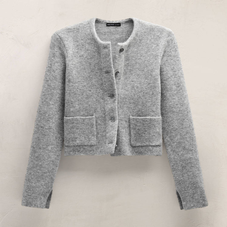 Wool Alpaca Button Front Jacket in Mid Grey | James Perse Los Angeles
