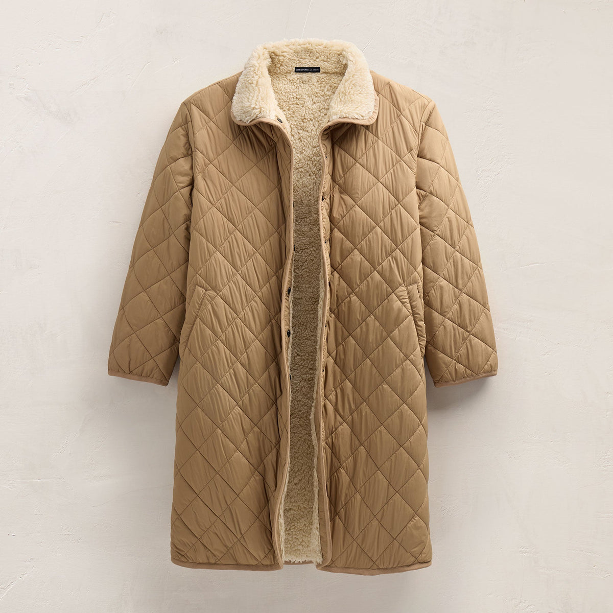 Long Nylon Quilted Coat in Toffee/Ivory | James Perse Los Angeles