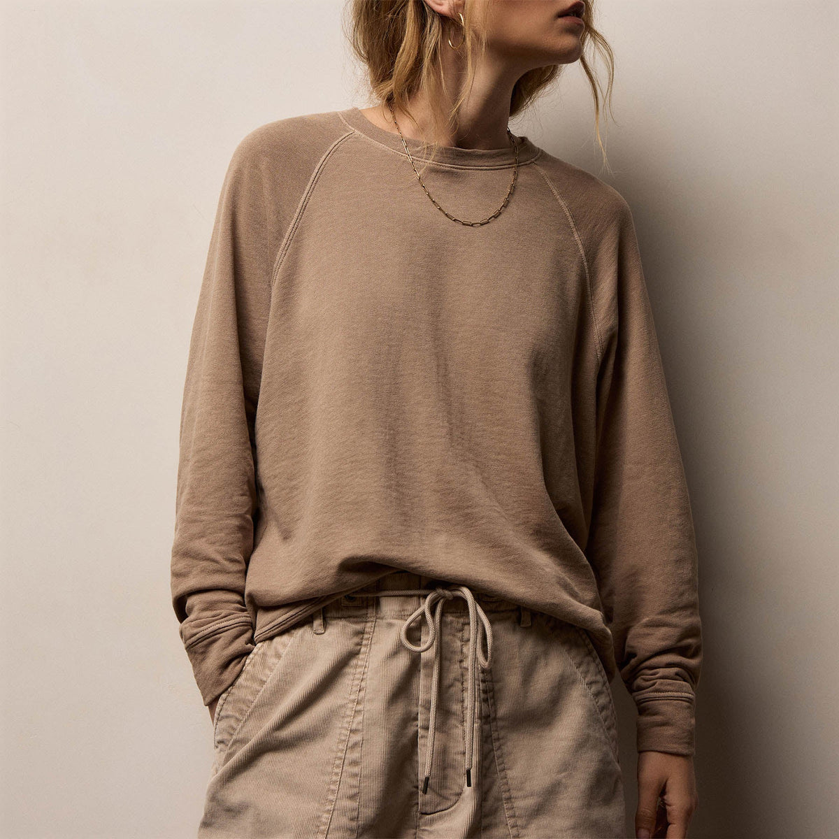 Vintage French Terry Relaxed Sweatshirt in Coffee Pigment | James Perse Los Angeles