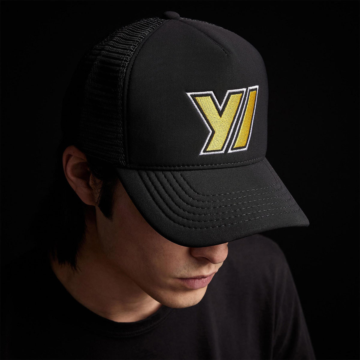Y/ Outline Scuba Trucker Hat in Black | James Perse Los Angeles