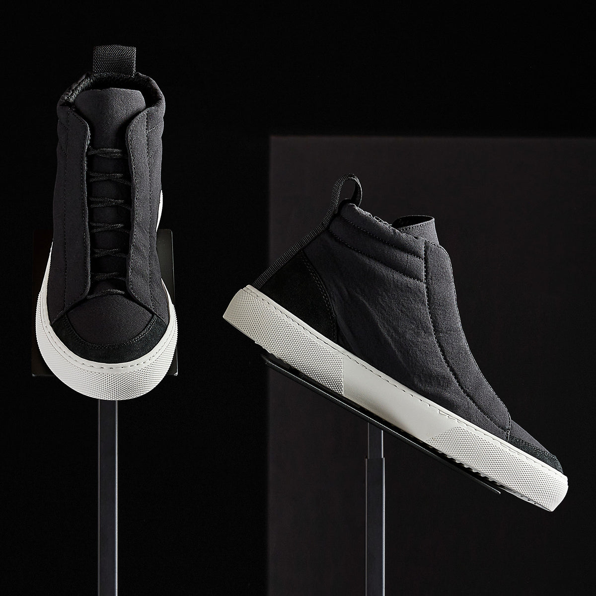 Solstice High Top Skate Sneaker in Black/Black | James Perse Los Angeles