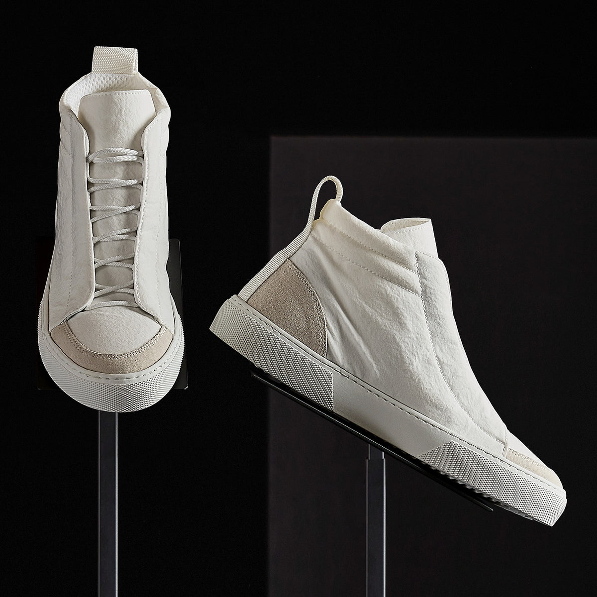Solstice High Top Skate Sneaker in White/Taupe | James Perse Los Angeles