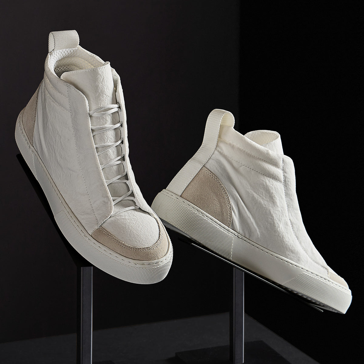 Solstice High Top Skate Sneaker in White/Taupe | James Perse Los Angeles