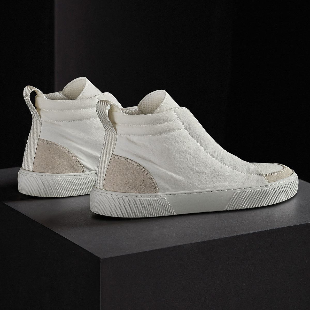 Solstice High Top Skate Sneaker in White/Taupe | James Perse Los Angeles