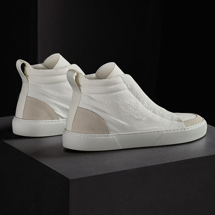 Solstice High Top Skate Sneaker in White/Taupe | James Perse Los Angeles
