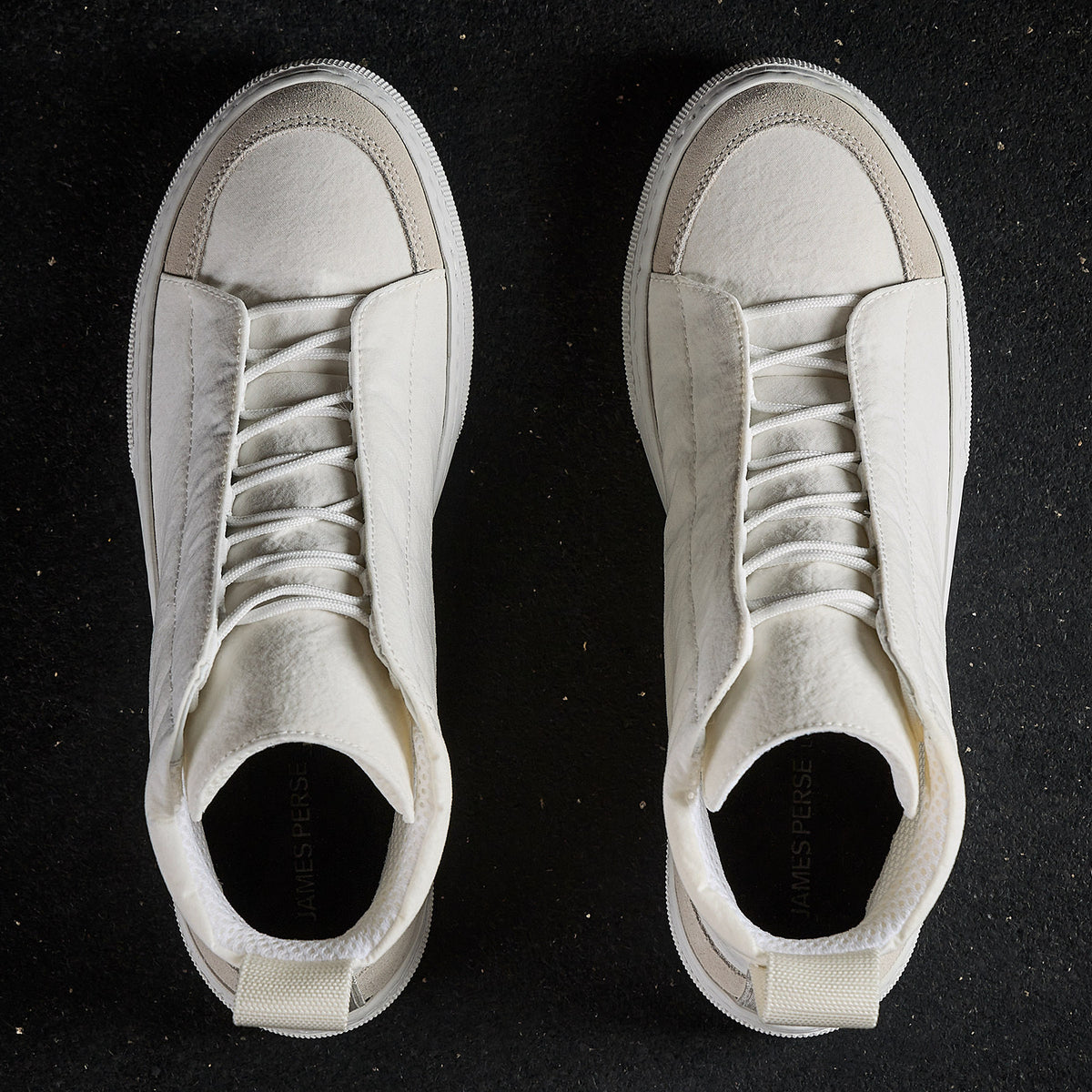 Solstice High Top Skate Sneaker in White/Taupe | James Perse Los Angeles