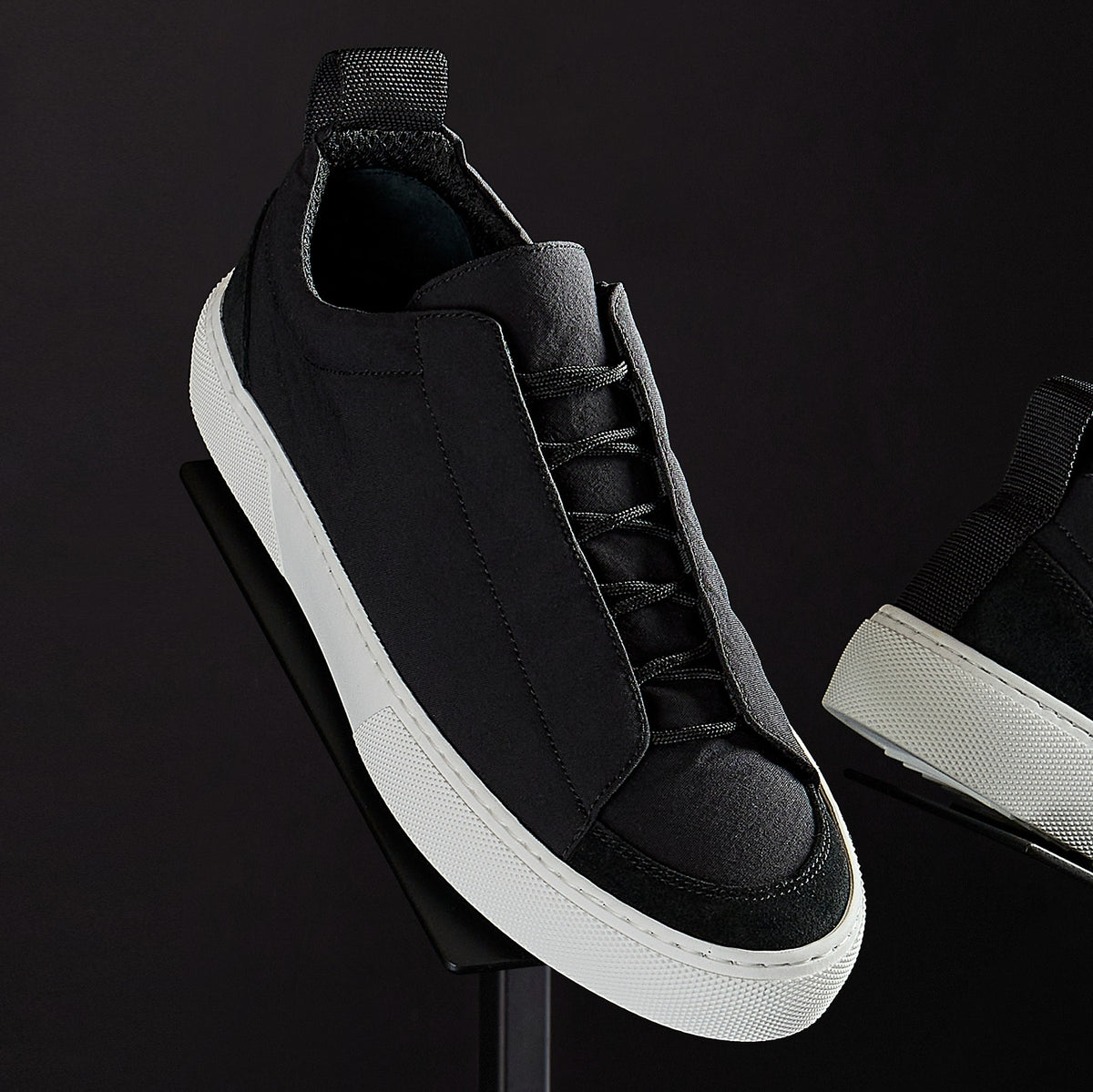 Solstice Low Top Skate Sneaker in Black/Black | James Perse Los Angeles