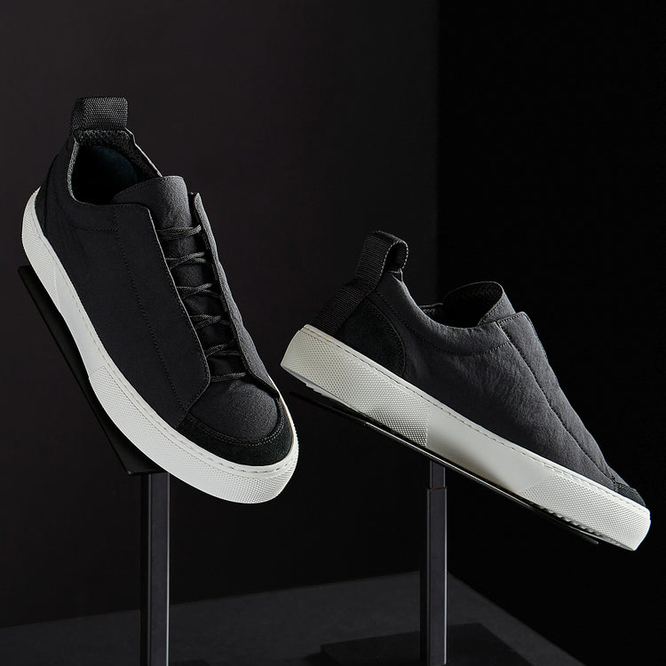 Solstice Low Top Skate Sneaker in Black/Black | James Perse Los Angeles