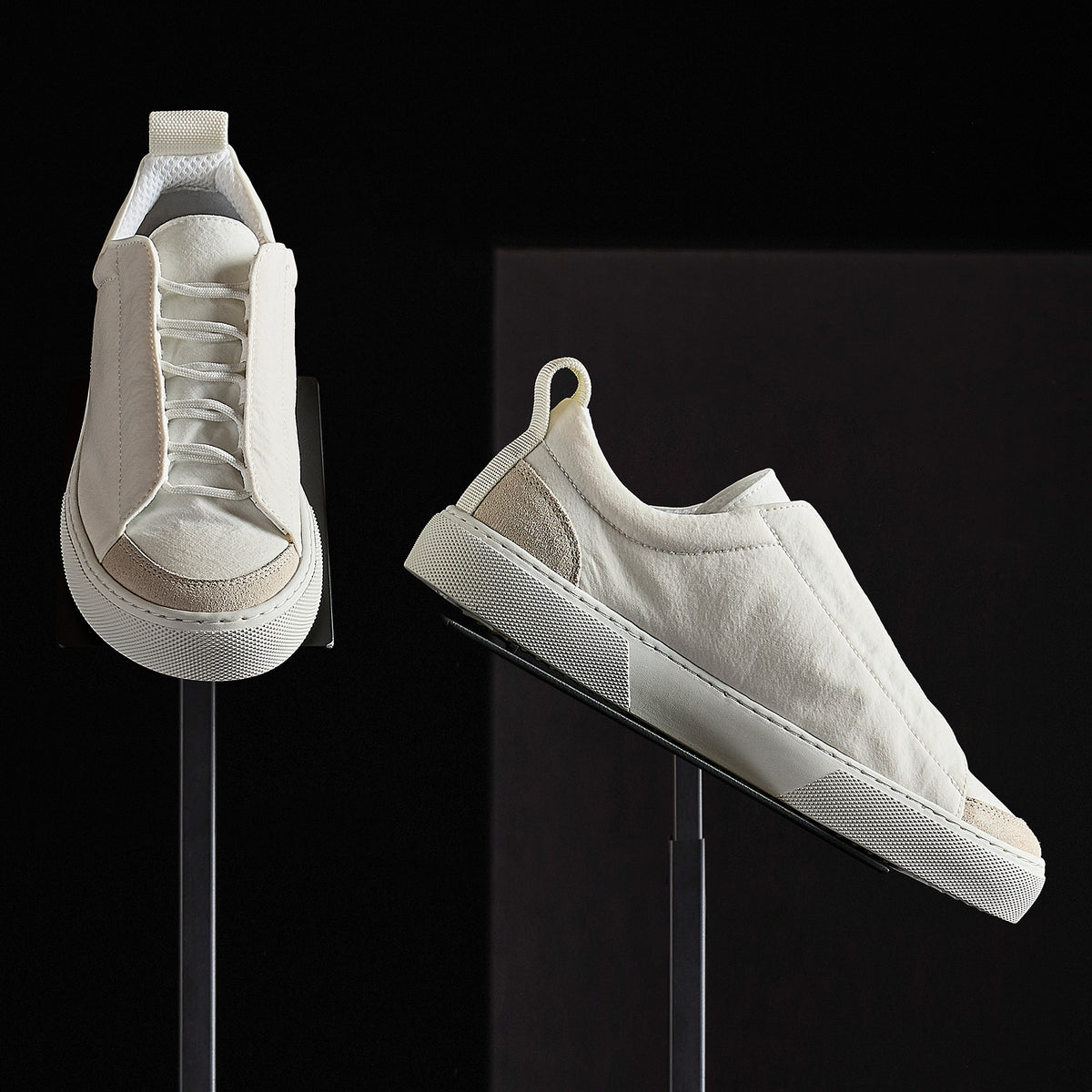 Solstice Low Top Skate Sneaker in White/Taupe | James Perse Los Angeles