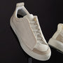 Solstice Low Top Skate Sneaker in White/Taupe | James Perse Los Angeles
